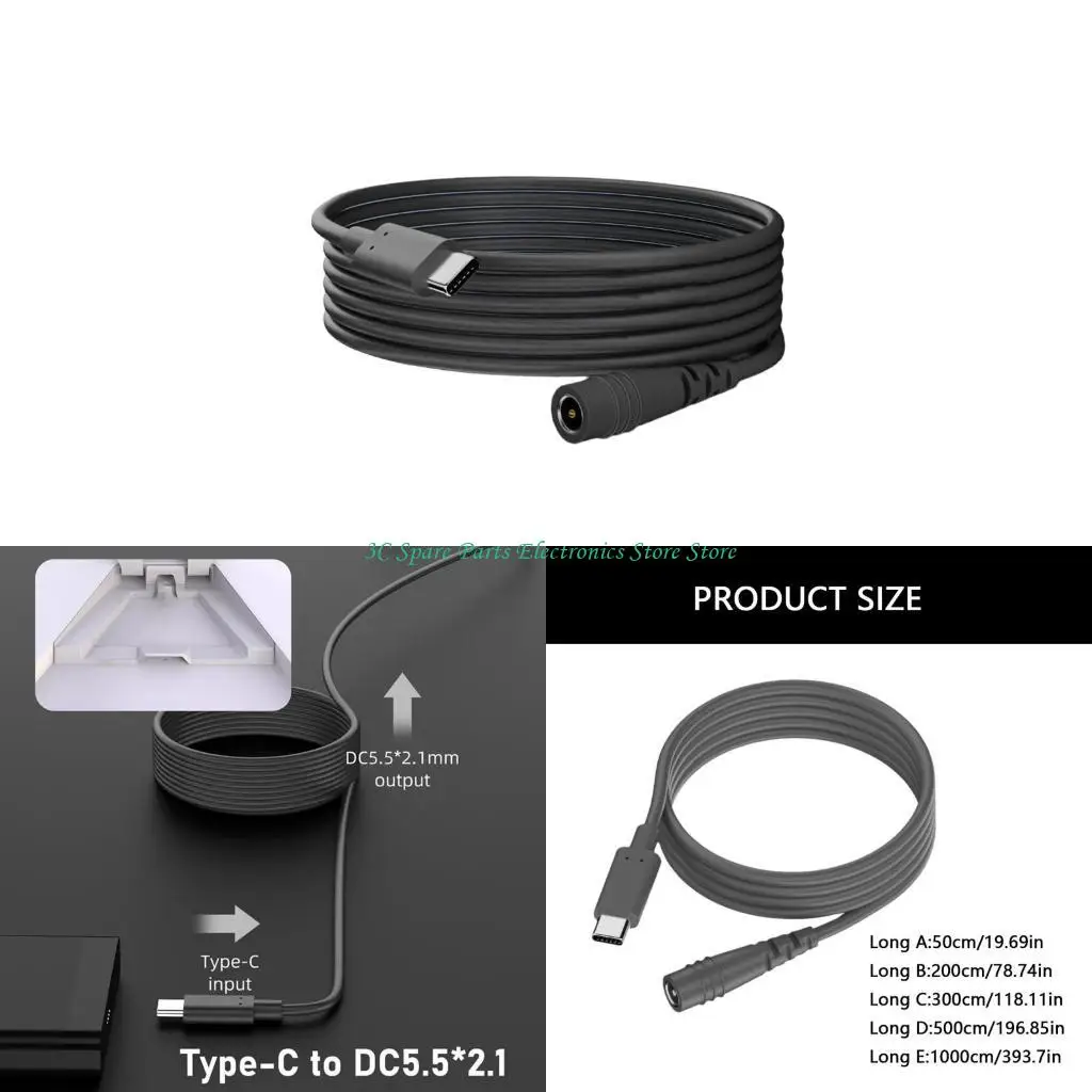 

SZ USB Type C to DC5.5mmx2.1mm DC5521 Charging Cable Efficient Power Supply DC5521