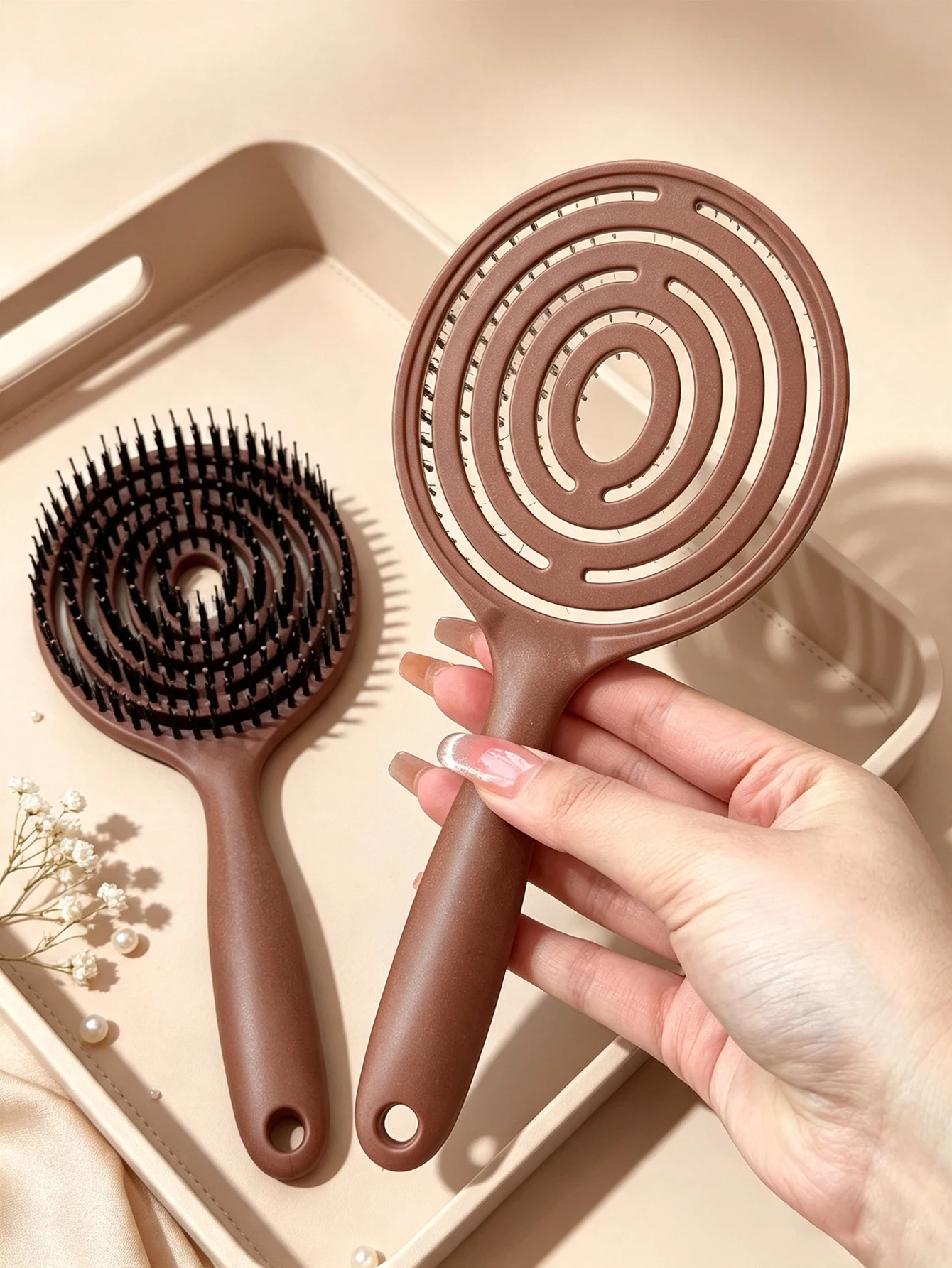 1/2 Piece Professional Anti-Frizz Boar Bristle Straightening Comb, with Ventilated Air Cushion Design, Soothing Scalp Massage, Dual-Use for Dry and Wet Hair, Neutral Styling Tool, Lightweight and Portable, Suitable for Travel, Camping, Vacation, and Daily Home Use