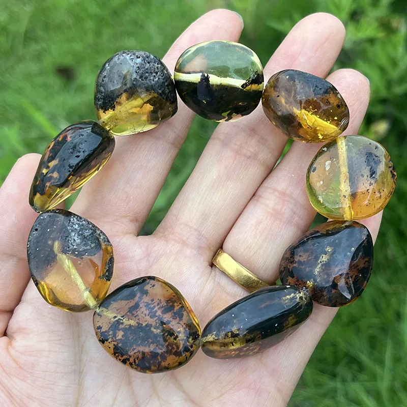 Yoowei 100% Echtes Bernstein-Armband für Unisex, Echte Schwarze Perlen, Unregelmäßiger Natürlicher Pflanzlicher Medizinischer Heilschmuck, Geschenk, Großhandel – Detail 4