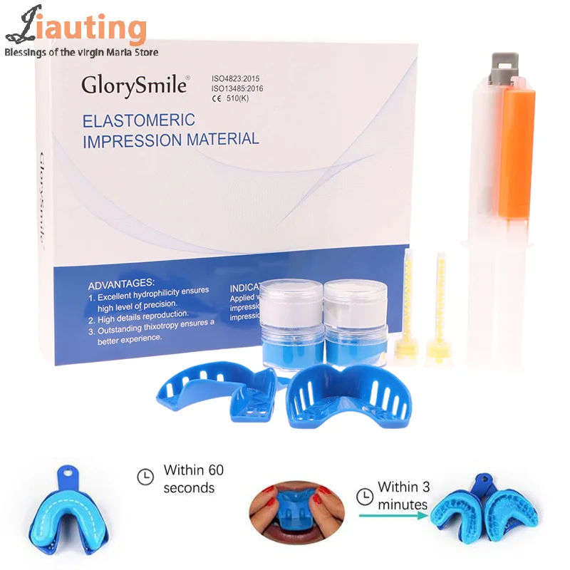 Materiale per impronte dentali Corpo leggero Base per mastice Mastice Catalizzatore Punte di miscelazione Kit Stampaggio per odontoiatria Materiali in silicone