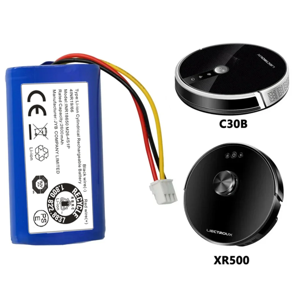 Replacement Battery 14.4V 2600mAh D071-INR-CH-4S1P MD-C30B Battery for Midea M4 BPK-VCBB1XB C30B 2D C30B 2D Robot Vacuum Cleaner