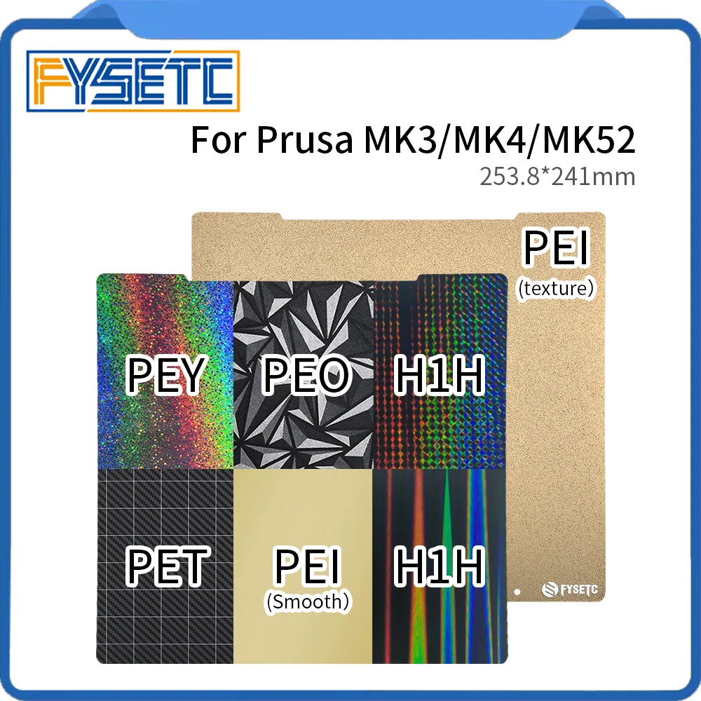 

Для Prusa MK4/MK3/MK52 253.8x241мм Встроенная пластина двухсторонняя PEO PET PEY PEI H1H Магнитная пружинная стальная кровать