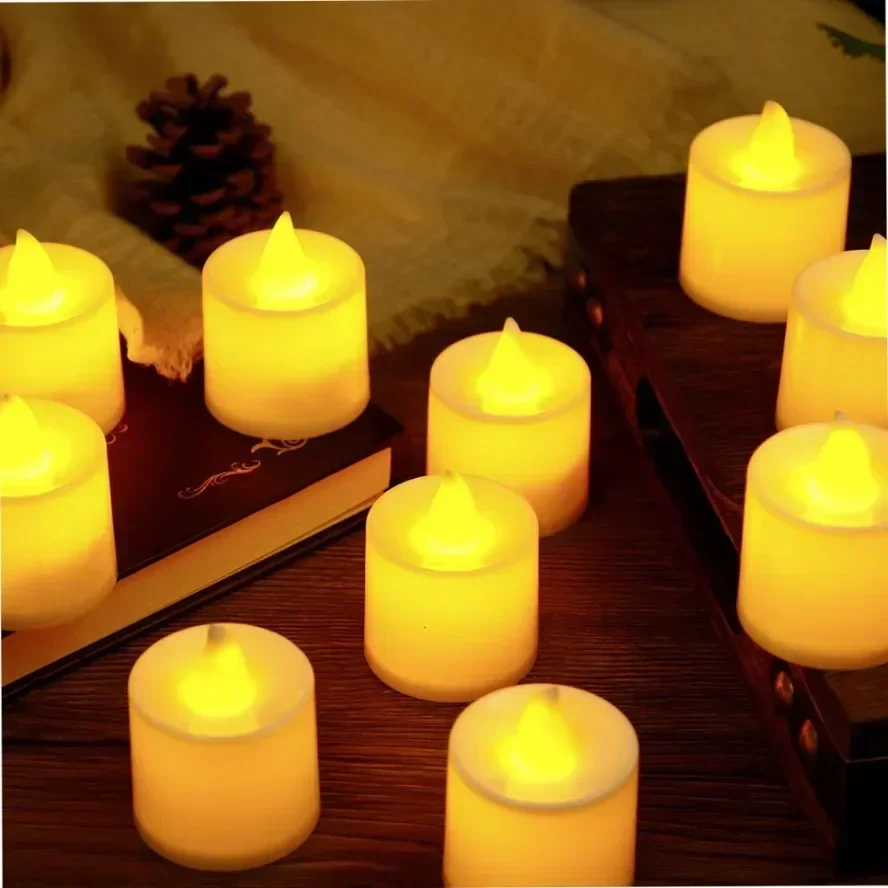 Vela LED Flameless Flickering com bateria, Tealights, luz quente, casamento, decoração de casa, Natal, 2024