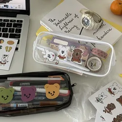 Simple Transparent PVC Waterproof Pencil Case Cute Students Pen Bag INS Students Pen Bag Storage Bag Cosmetic Bag Stationery