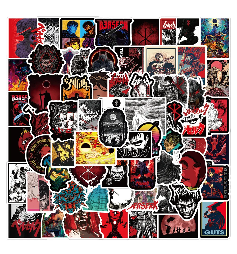 100PCS Comics Berserk Stickers Guts Griffith  Aesthetic Berserk Decals for Laptop Phone Scrapbook Luggage Decorative Sticker