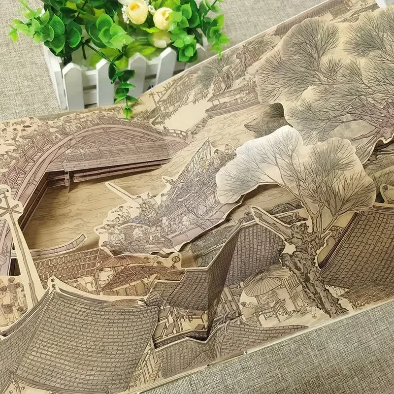 Books ofPop-up Book Qingming Shanghe Tu, One of The Top Ten Handed Down Famous Paintings, HD Three-dimensional Panorama 3D Books