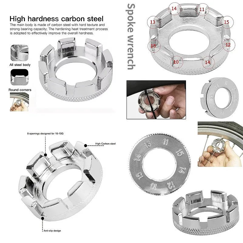 Bicycle Spoke Wrench Tool Mountain Bike Demolition Axis Repair Tools Steel Wire Adjustment Chrome Plated Spanner Wrench Tools