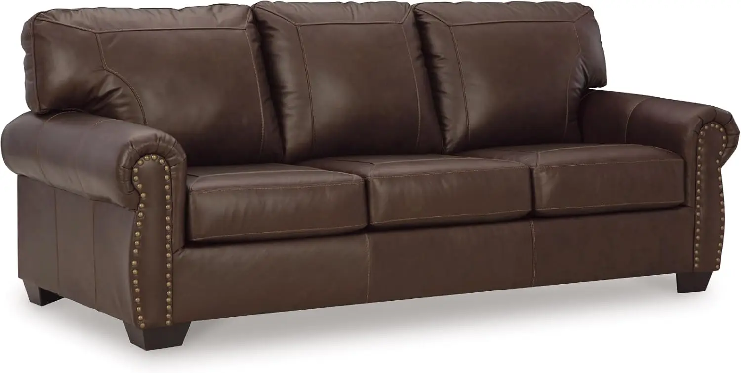 

Colleton Classic Leather Match Sofa with Nailheads, Dark Brown