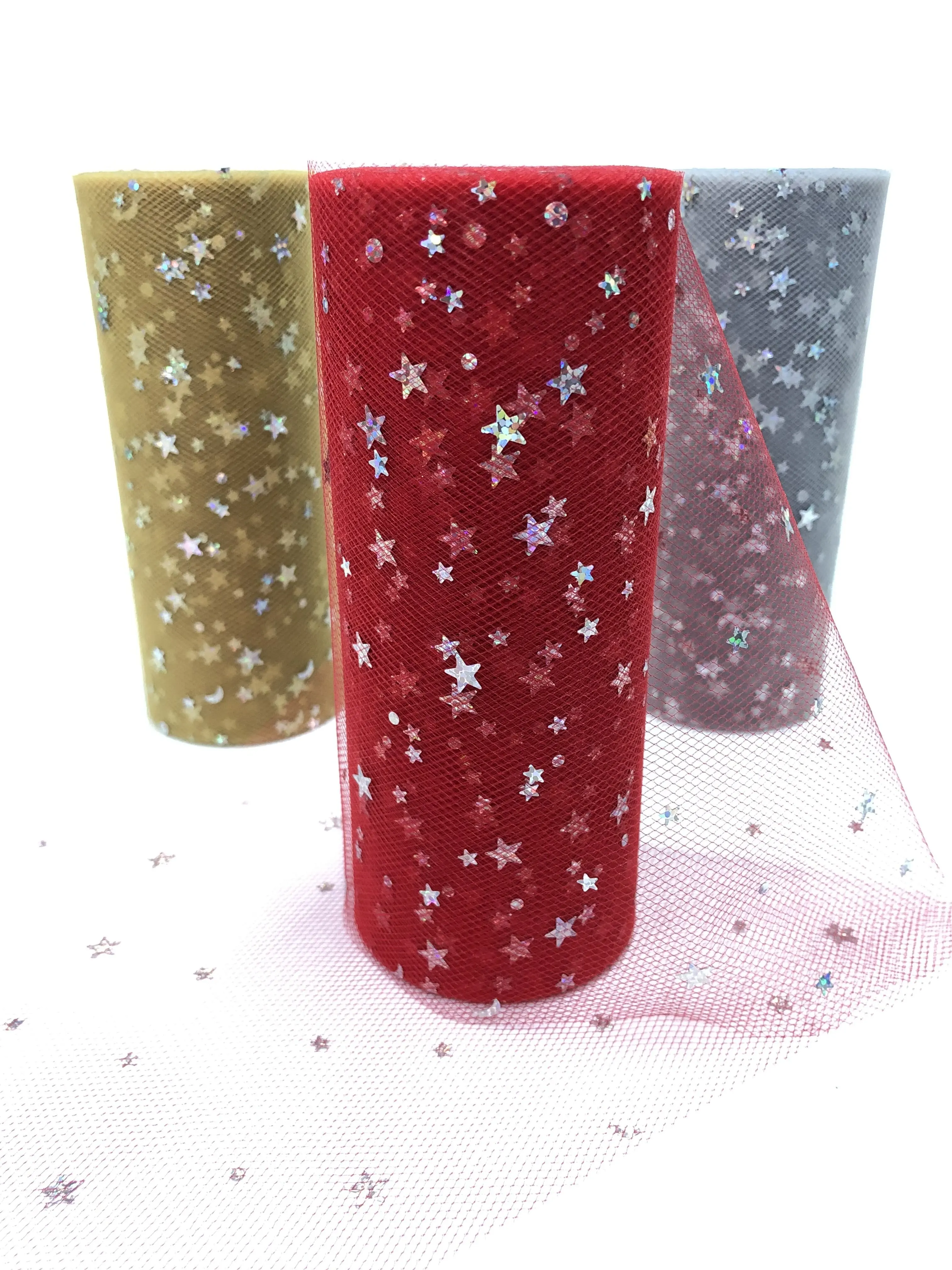 Sequin Stars Moon Tulle Roll 15cm X 22.8m Used For Wedding Decorations, Baby Showers And Various Party DIY