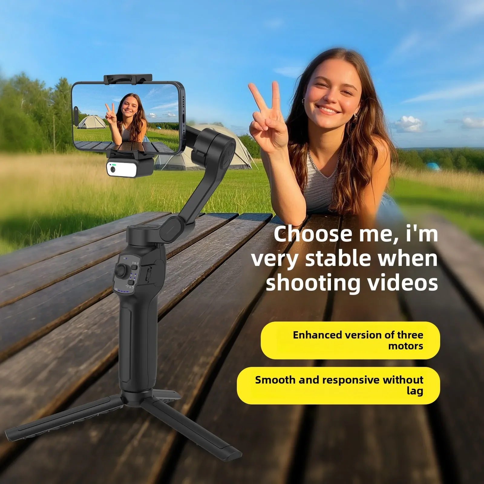 L9Lite with AI module 3-axis mobile phone gimbal stabilizer anti-shake live broadcast stand Gimbal face tracking