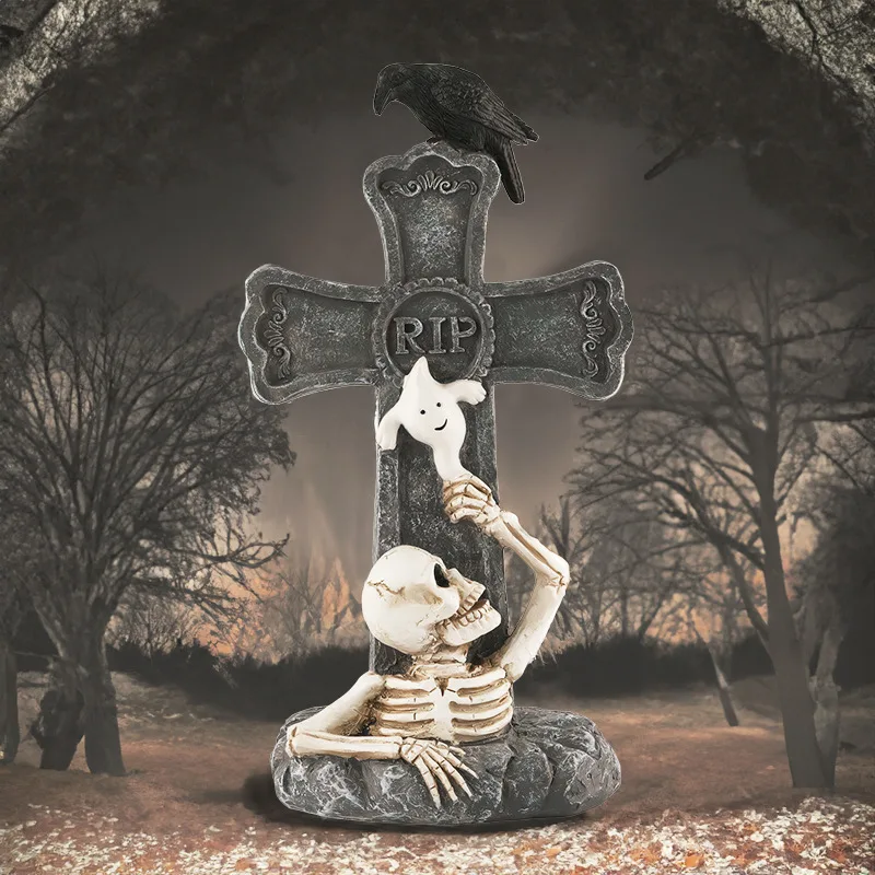 Halloween Tombstone Decoration Decoration Decoration Crow Skeleton Pumpkin Ghost Festival Courtyard Props Lawn Layout