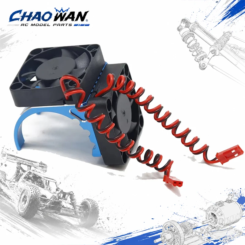 42mm Dual Fan Motor Cooling Heat Sink Aluminum Motor Heatsink for Traxxas 1/10 MAXX E-Revo E-Maxx Summit Arrma 1/8 Kraton Talion
