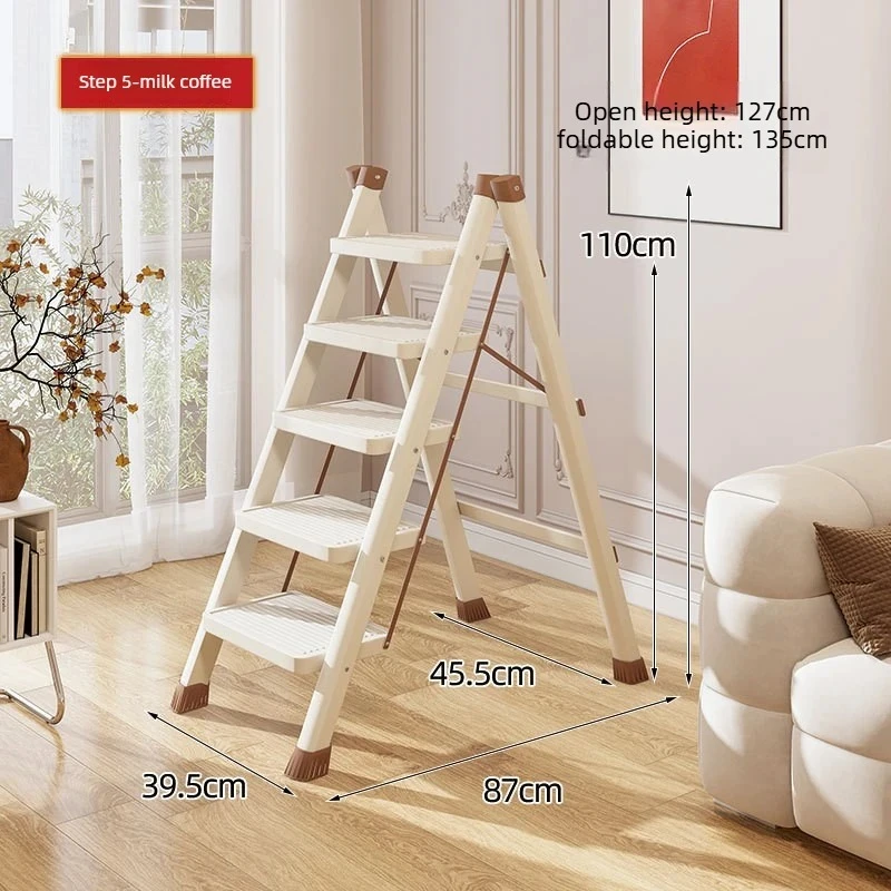 Cream style home folding ladder, folding step ladder, climbing ladder, multi-layer storage rack, flowerpot rack, plant rack