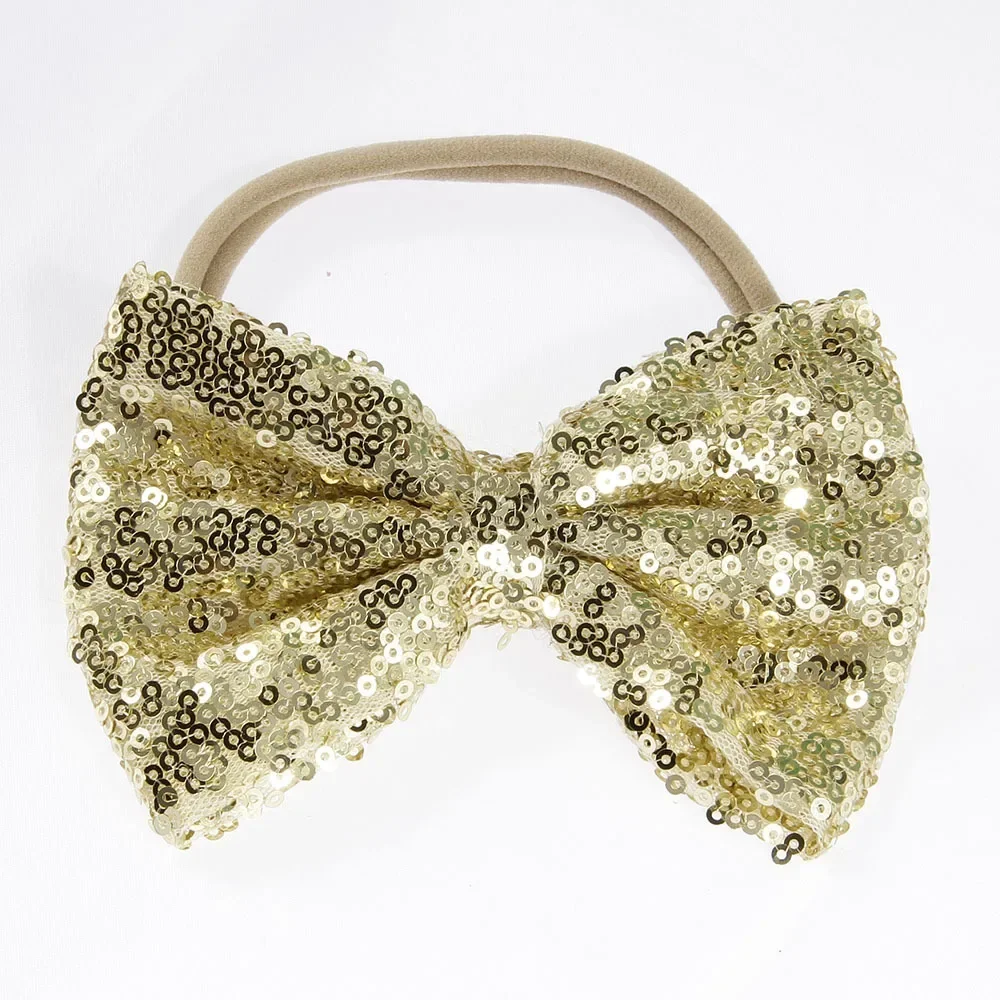 1PCS Lovely Baby Girls Headband Shiny Sequins Bowknot Elastic Infant Newborn Hairband Photography Props Birthday Gifts