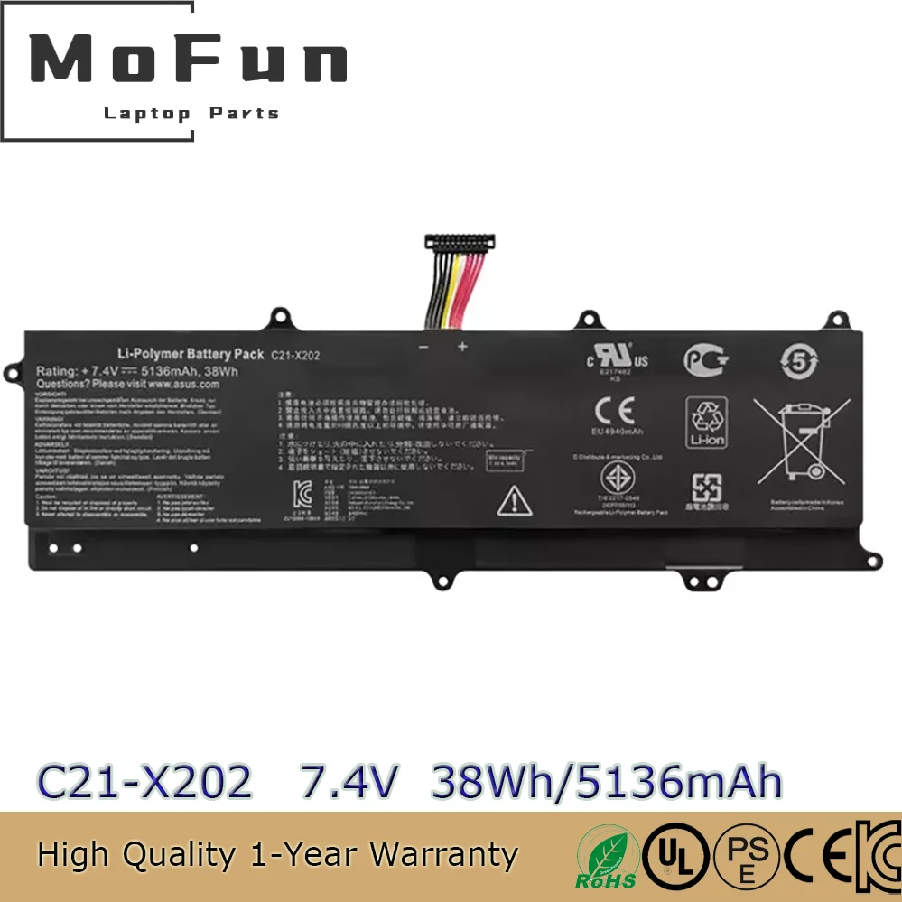 

Оригинальный аккумулятор C21-X202 38 Втч для Asus VivoBook X201 X202 X201E X202 X202E S200 Q200E