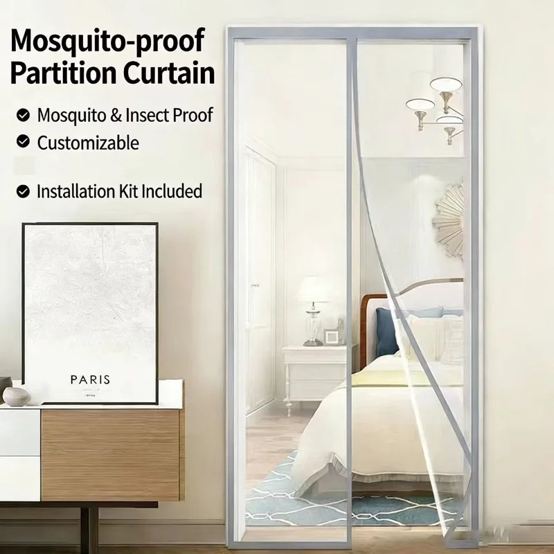 Punch-free, easy to install, silent magnetic door curtain, durable door screen & window screen, specially designed for summer
