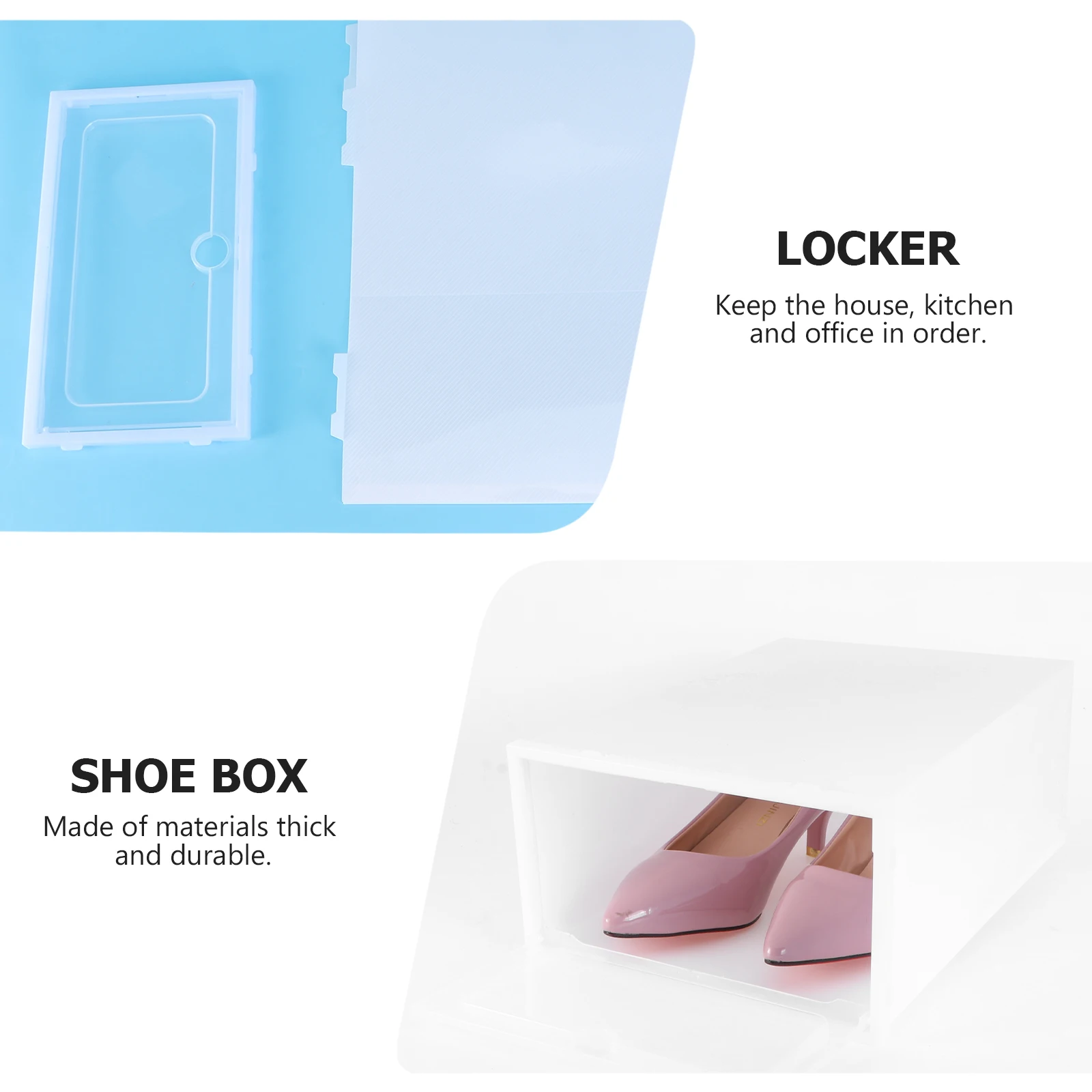 

6Pcs Clear Shoe Storage Box Stackable Thicken Plastic Container for Closet Organization Under Bed Shelf Cabinet Use S White
