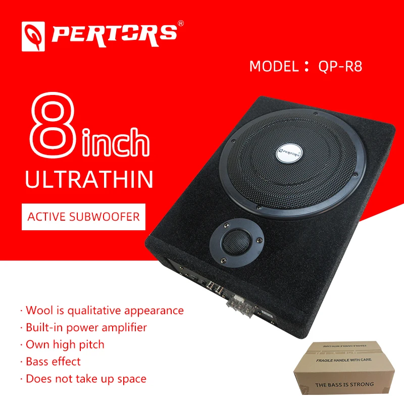 factory QP-R8 Suede surface 8inch Car Audio Active subwoofer With tweeter and woofer Built-in amplifier Ultra-thin Subwoofer