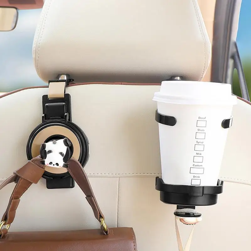 

Car Seat Back Hook Foldable Multifunctional Stable Panda Headrest Hangers Cup Holder Organizer Auto Seat Hook Hangers For Grocer