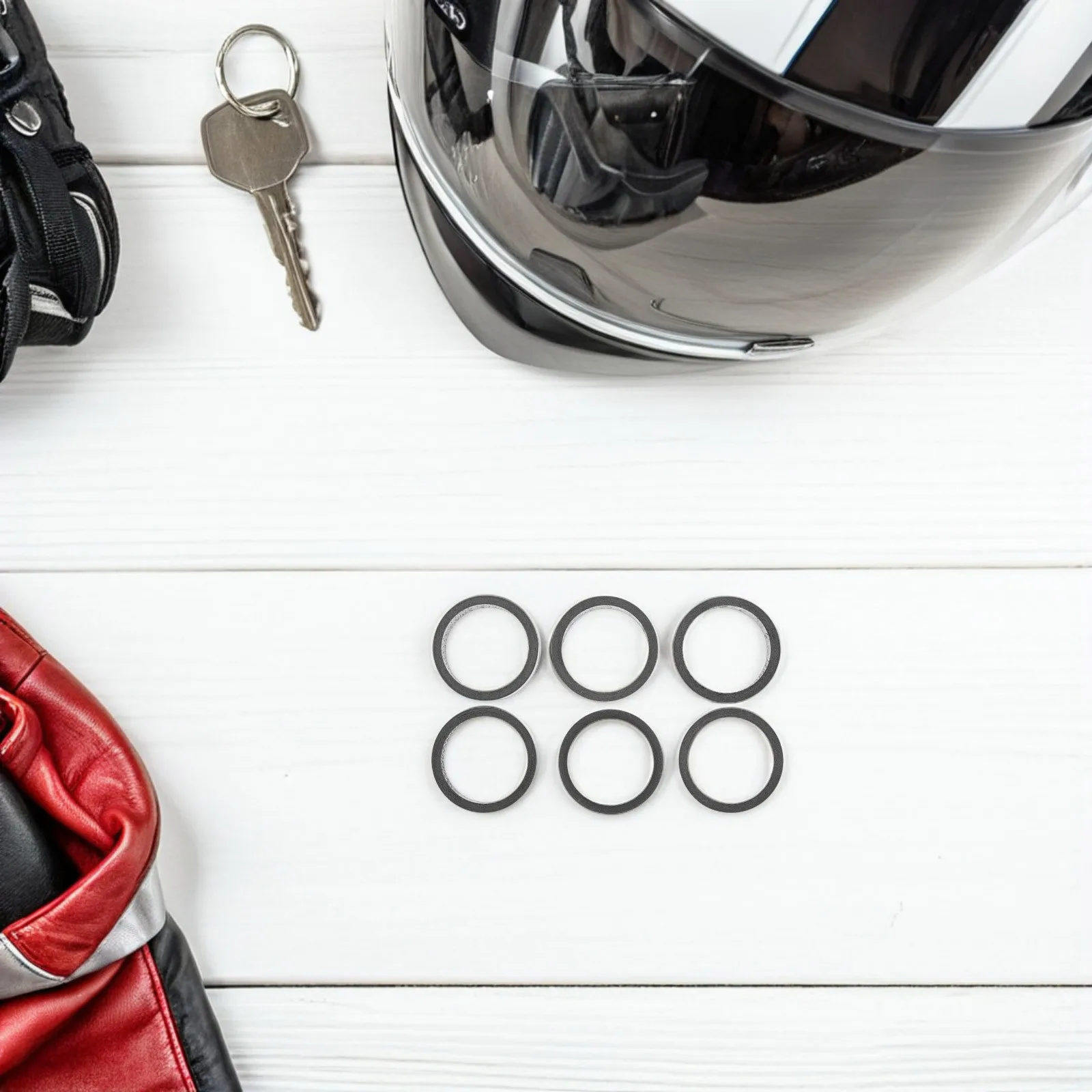 

6 PCS Bicycle Carbon Fiber Washer Headset Component Bike Spacer Stem Spacers Black Cycling Accessories Base Modification Parts