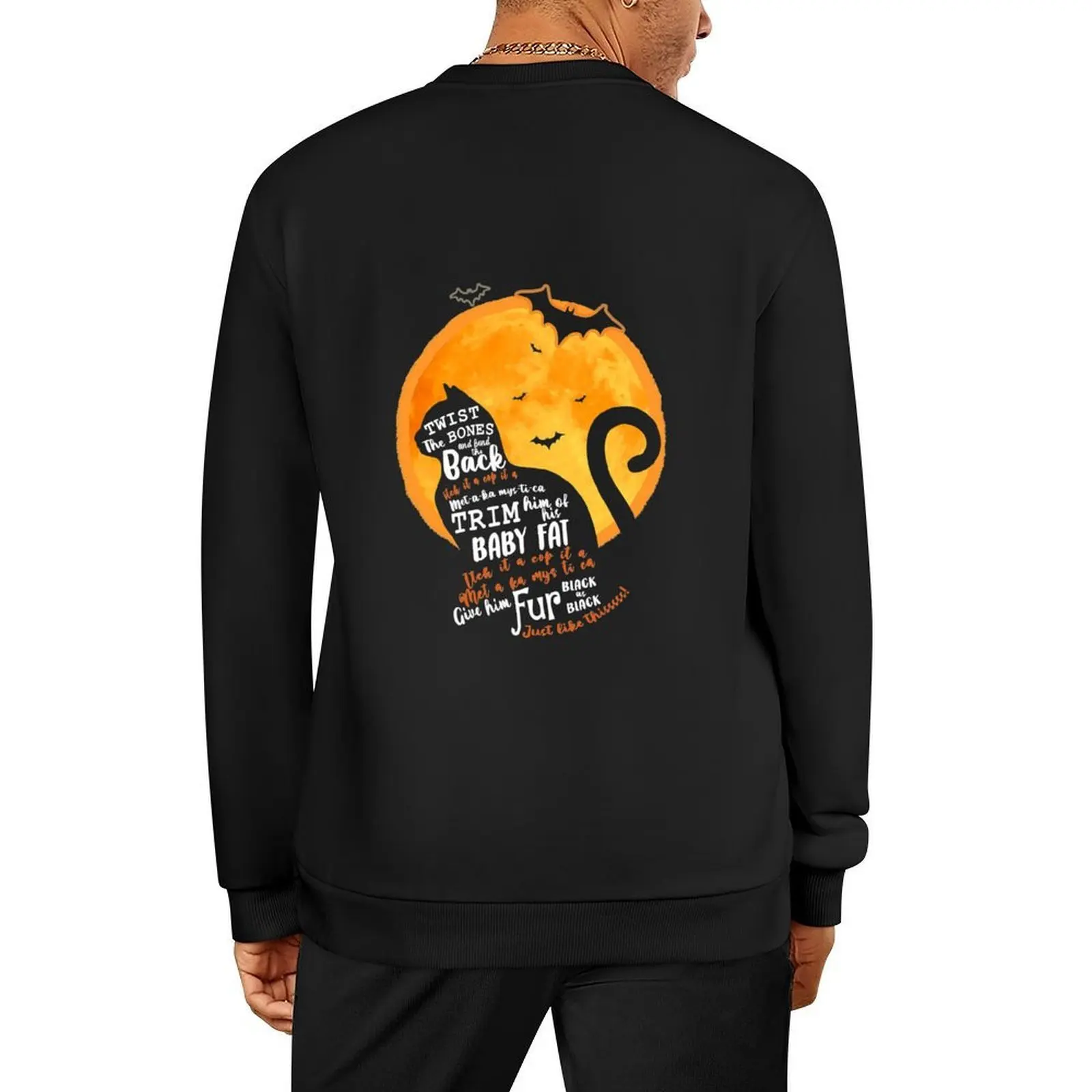 

Black Cat Twist The Bones And Bend The Halloween Pullover men's clothing anime clothes autumn new in sweatshirts