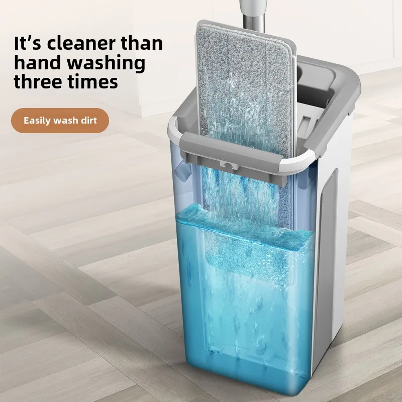 Mop with Bucket Set Wet Dry Magic Cleaning Tool for Home Floors Kitchen Bathroom Hardwood Laminate Tiles Easy Rinse Self-Wring