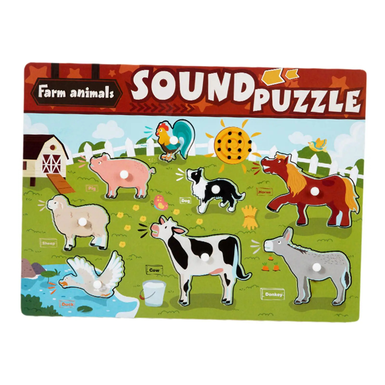 Puzzles à chevilles pour enfants d'âge alth, jouet de son, tableau à chevilles, cadeau pour bébés filles et garçons