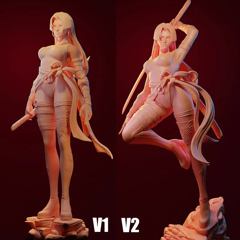 2 Styles Game Character 6614 Ninja Girl 3D Print Model Unassembled Unpainted Custom Jigsaw Puzzle NSFW GK Figure Model Kit