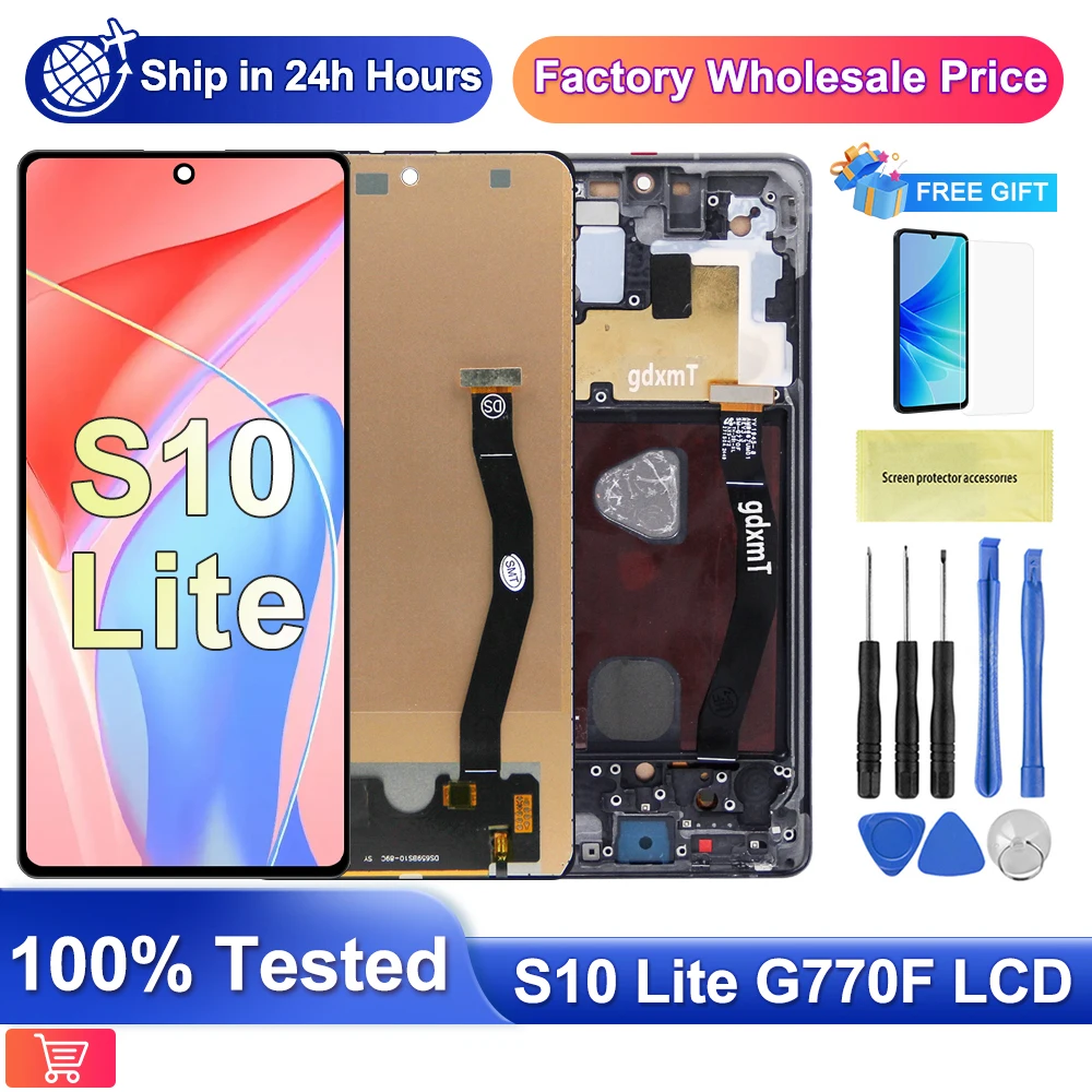 TFT mit Rahmen für Samsung S10 Lite G770F SM-G770F/DS Display Touchscreen Digitizer Montage Ersatz 100% getestet S10Lite