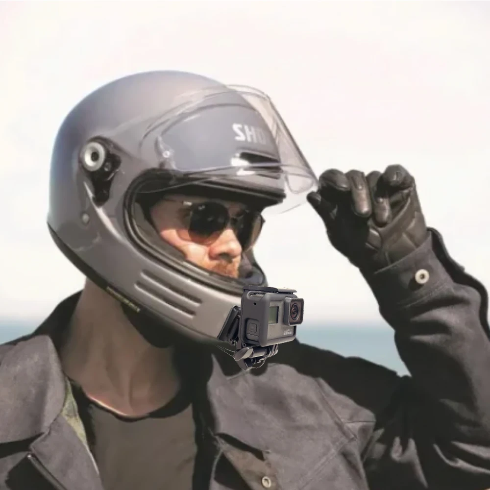 Casco de motocicleta de cara completa personalizado para SHOEI GLAMSTER, montaje de barbilla para GoPro Hero12 11 10 Insta360 X3 X2 ONE Rs, accesorio de cámara