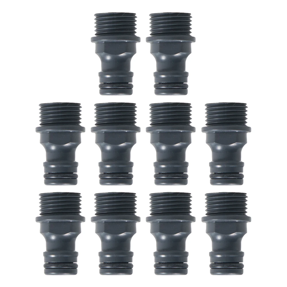 New Practical Garden Hose Pipe Garden Irrigation Water Adapter Quick Connector 1/2 Inch Male Threa 10Pcs ABS Black