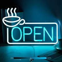 Coffee Open Neon Sign For Wall Decor Studio Room Led Lights, Open Decor Neon Signs Aesthetic Operated Light For Door Decorations