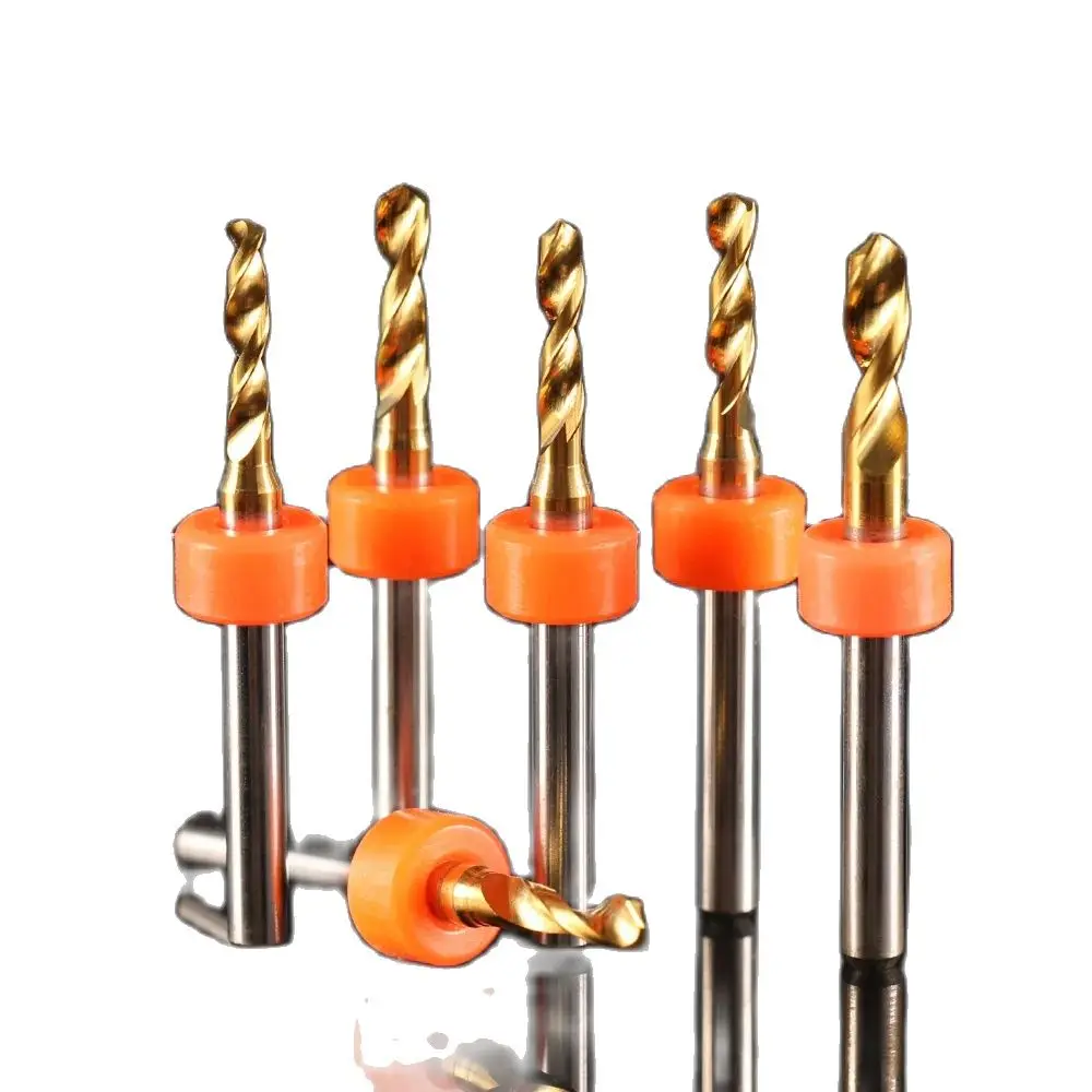 Weitol 10 pcs 3.175 mm PCB Titanium coating drill bit with positioning ring corn router bit Diameter 2.1-3.175mm