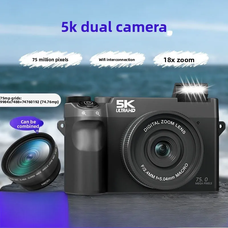 Cámara dual de 75 millones de píxeles de alta definición 5k, cámara digital micro single retro para fotografía de nivel básico.