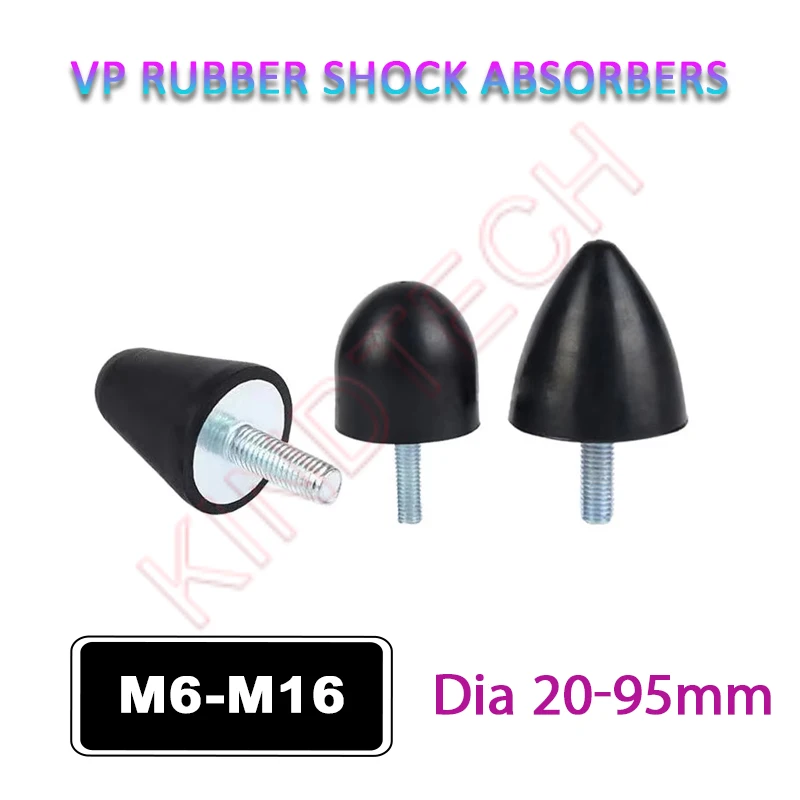 1-10Pcs Male-End Single Thread M6 M8 M10 M12 M16 Conical Pointed Rubber Shock Absorber Isolation Mount Teardrop VP-Type Damper