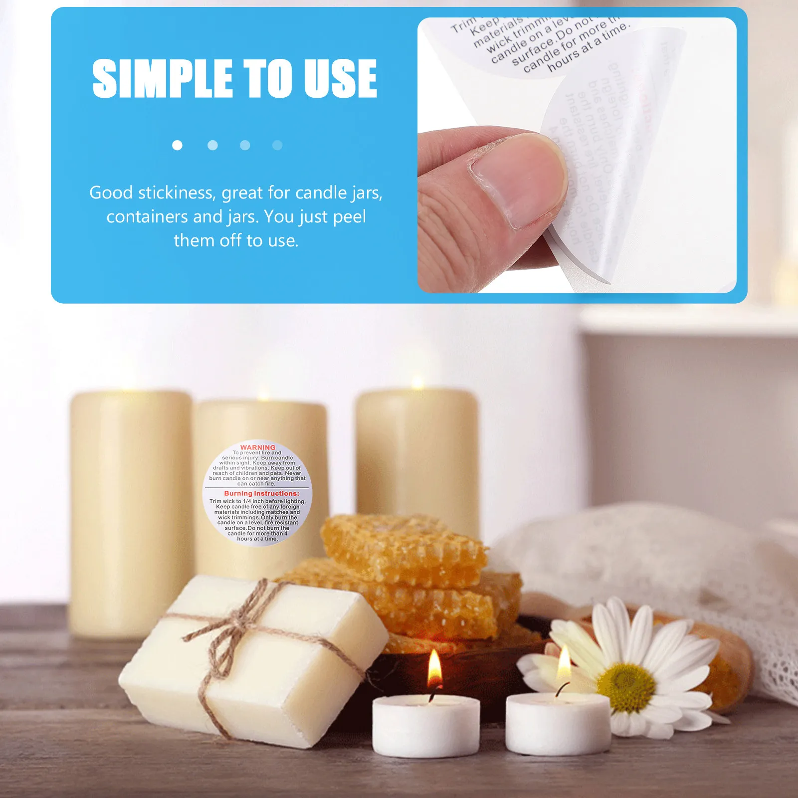 

1 Roll Safety Stickers Premium Paper Material Strong Adhesion Easy Peel Off Jar Warning Decals Clear English