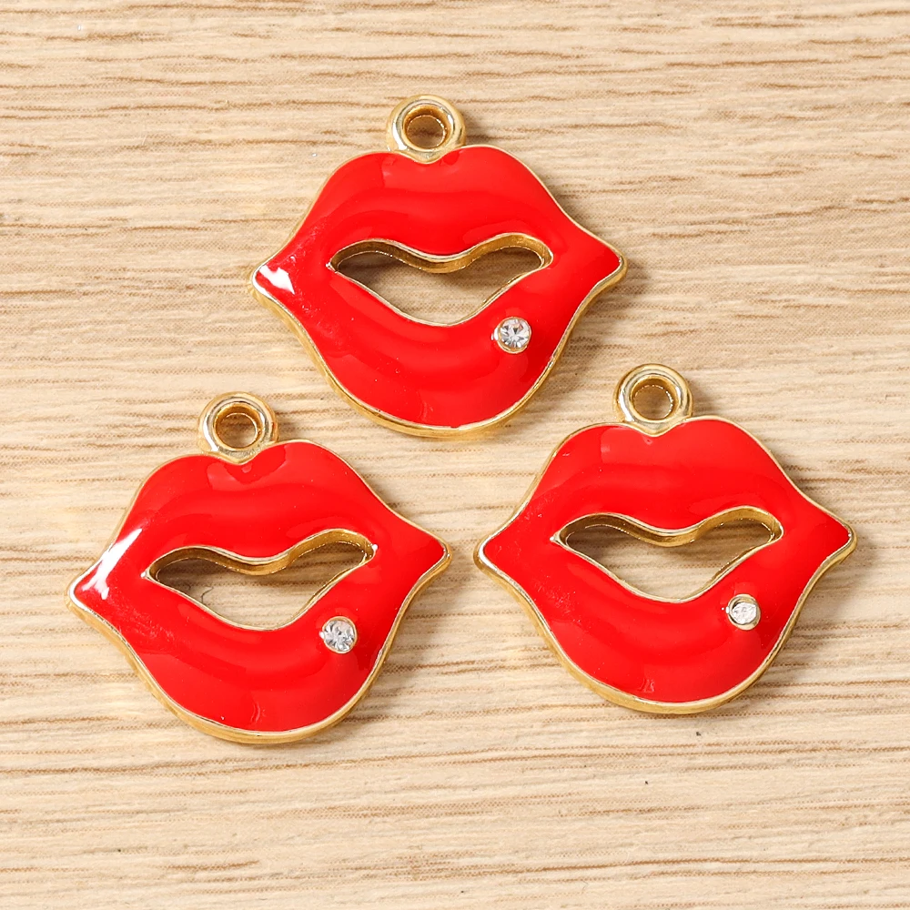 Tusember 10 Stück niedliche High-Heels-Anhänger mit roten Lippen und Lippenstiften für die Schmuckherstellung, Halskette, Ohrringe, Armband, DIY, handgefertigtes Kunsthandwerk – Detail 16