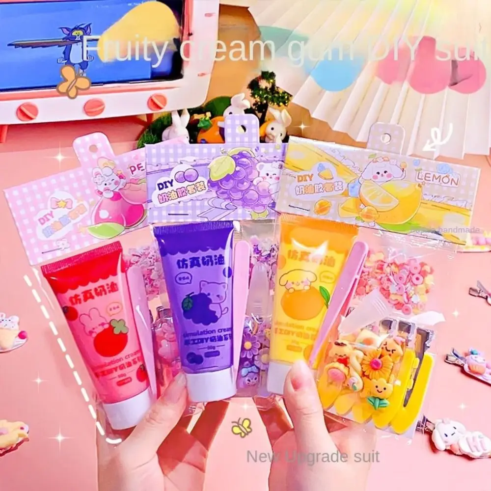 Lovely Plastic Resin Simulation Cream Gel Yellow Red Blue DIY Hair Clip Decorate DIY Handmade Toy Set Unisex