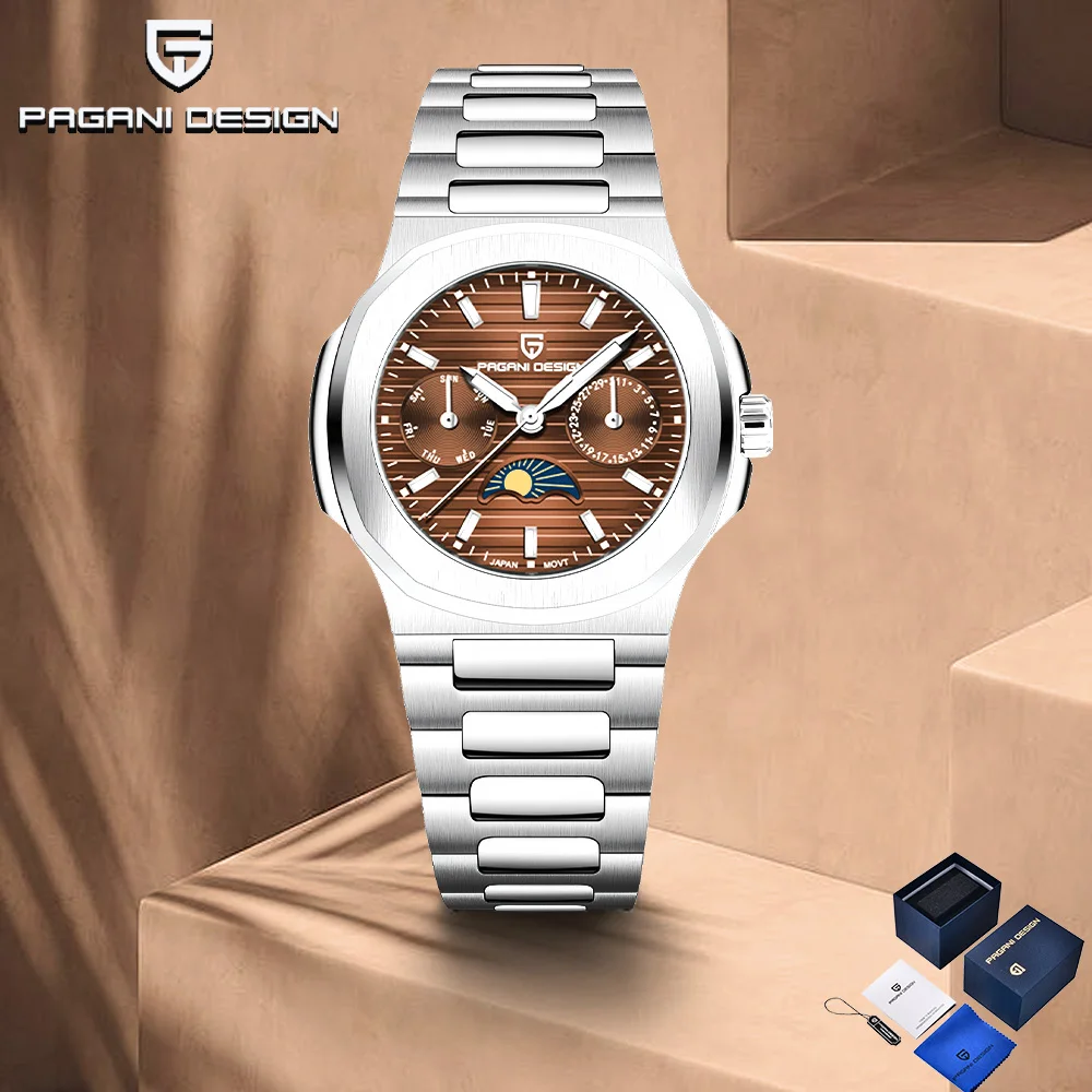 

Новинка 2024 года, женские часы Pagani, модные женские кварцевые часы, женский топ с сапфировым стеклом, водонепроницаемые, изысканные подарочные часы с фазой луны