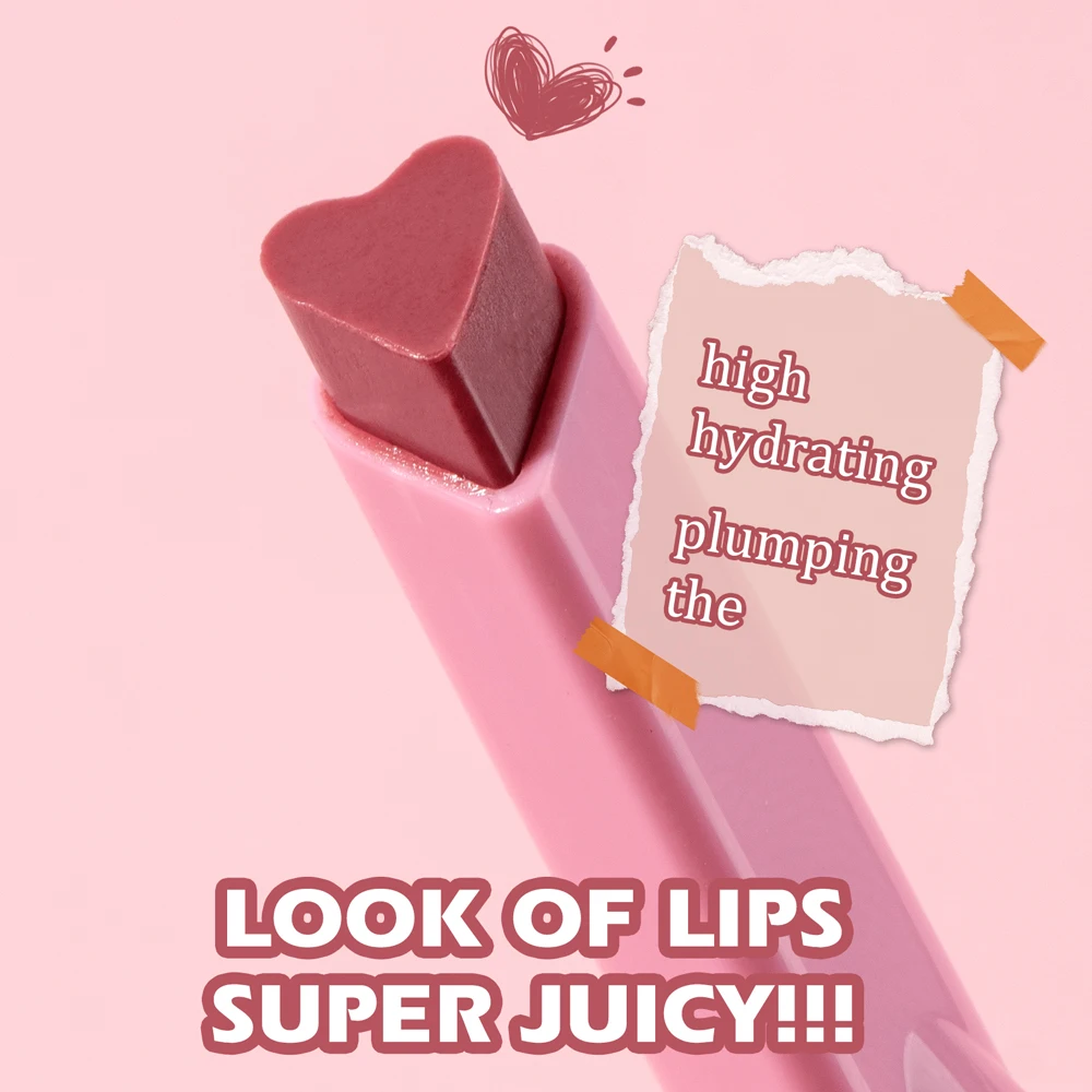 Super Juicy Hydrating&Plumping Heart Lip Gloss Balm Vegan Nourishing Lipstick Holographic High Shining Tinted click lip gloss pe