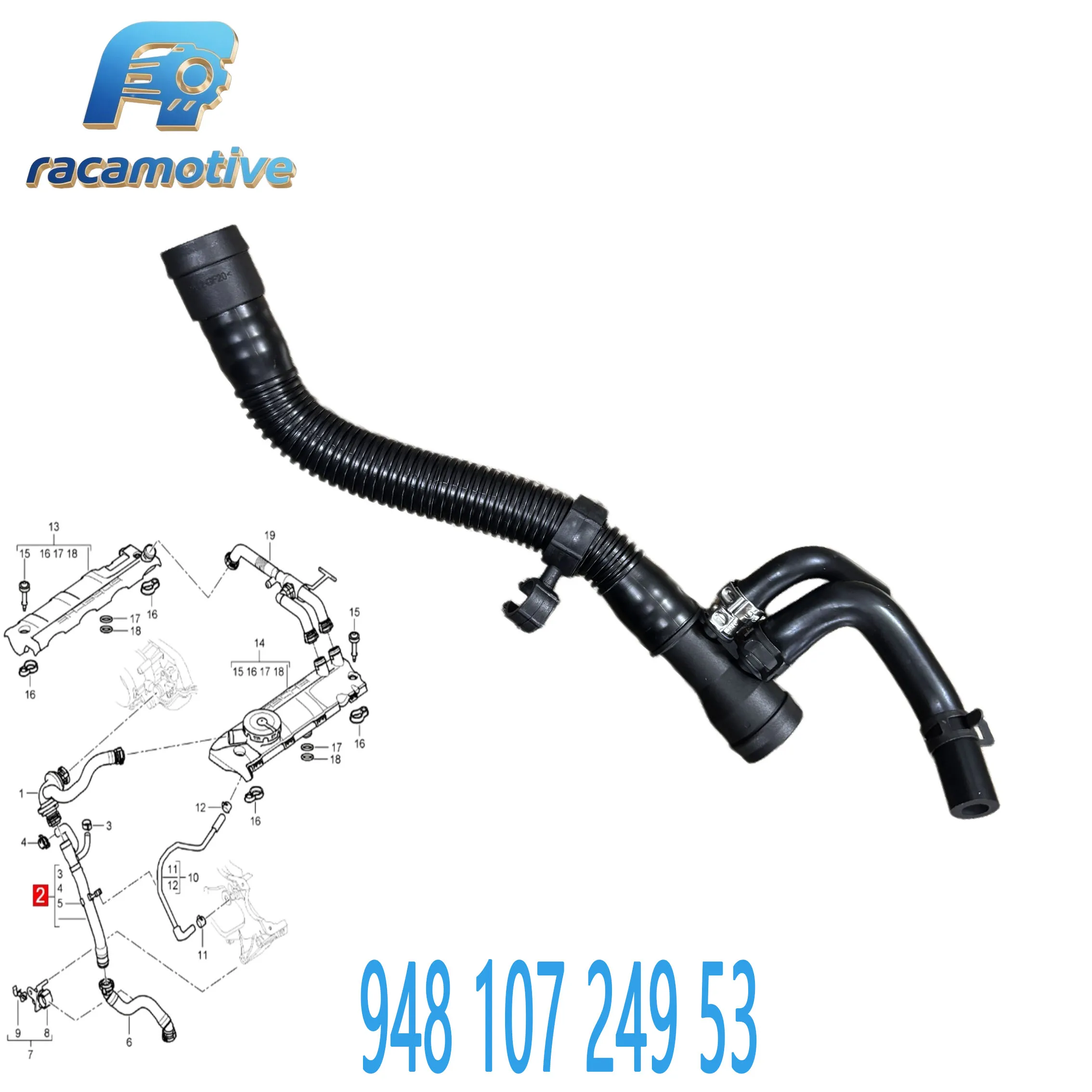 94810724953 94810724952 Suitable for Porsche Cayenne (9PA) 4.8T 2003-2010 Engine Crankcase Ventilation Hose Exhaust Pipe.