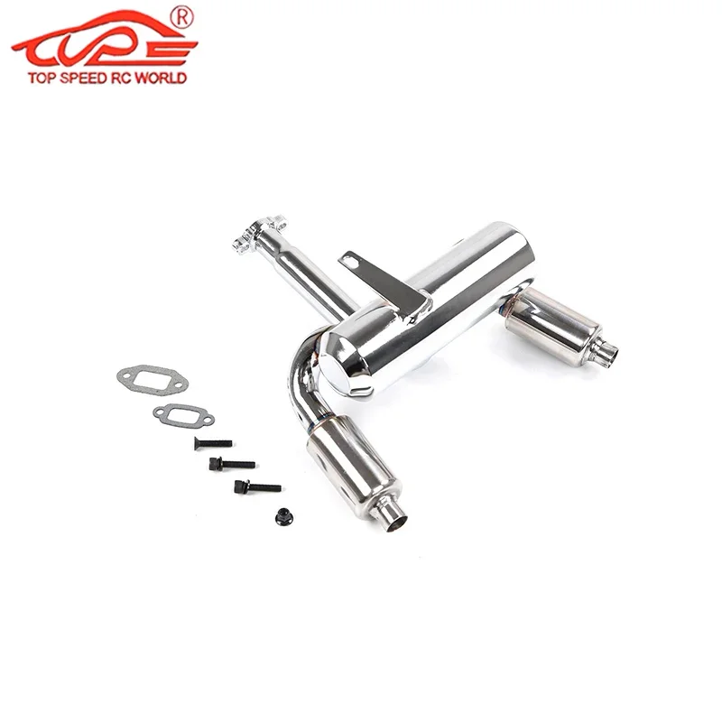 1/5 Rc Car Parts Double Exhaust Pipe with Muffler for 1/5 Scale HPI ROFUN BAHA ROVAN KM BAJA 5B SS Buggy Truck Upgrade Parts