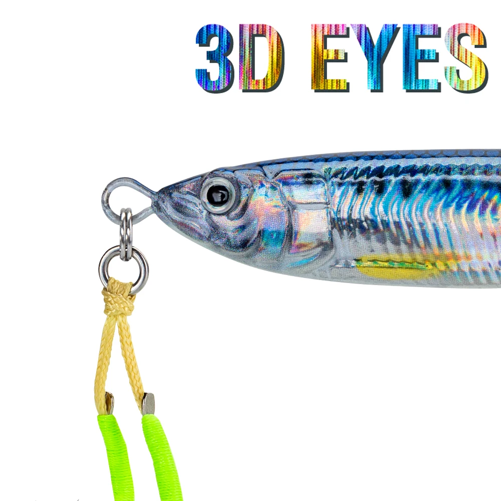 1Pc Leuchtende Schnell Sinkende Metall Jig Köder 20g 30g 40g 60g 80g Salzwasser shore Casting Angeln Locken Vertikale Metall Jig mit Haken – Detail 3