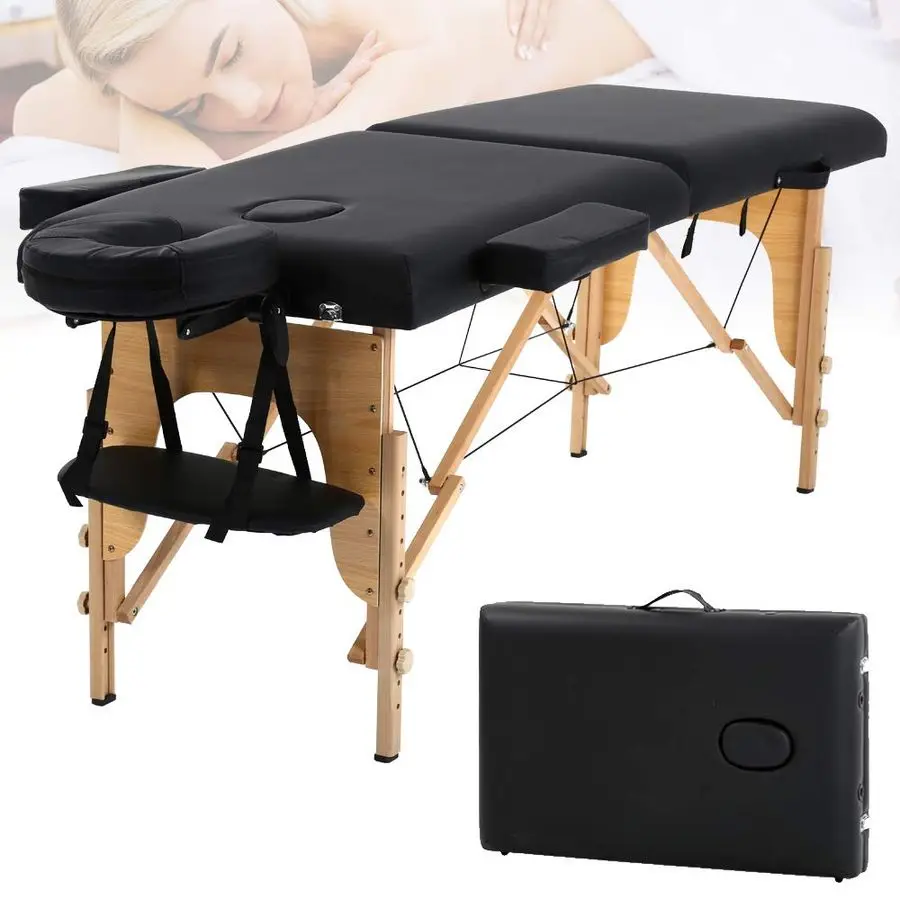 Professioneller 84-tragbarer Massagetisch aus Holz, klappbar, Spa-Bett für Kosmetikerinnen, Tattoo-Verstärker, Salongebrauch, inklusive Tragetasche, verstellbar