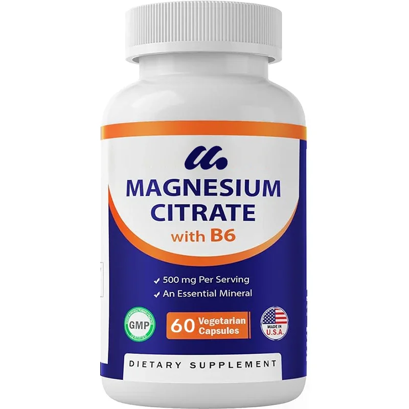 

Vitamin Magnesium Citrate 500mg per serving - Add B6 for maximum absorption -60 capsules