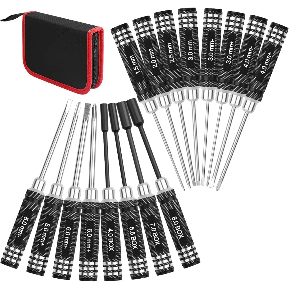 

RC Hex Screwdriver Tool Set 16 Pcs Screwdrivers Kit 4 Pcs Hex Driver 8 Pcs Screwdrivers 4 Pcs Nut Wrench Repair Tool Kit Socket