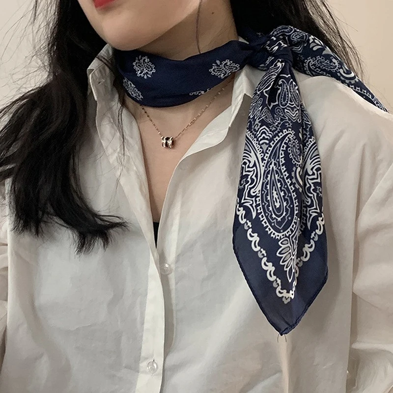 Luxury Fashion 70cm Satin Square Silk Scarf For Women Hair Hand Neckerchief Wrist Hijab Wraps Lady Shawl Ribbon Bandana image 4