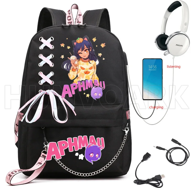 Aphmau Backpack Usb Charging Laptop Backpacks Male Female Ribbion Waterproof School Bags High School Bag For Teenage Mochilas