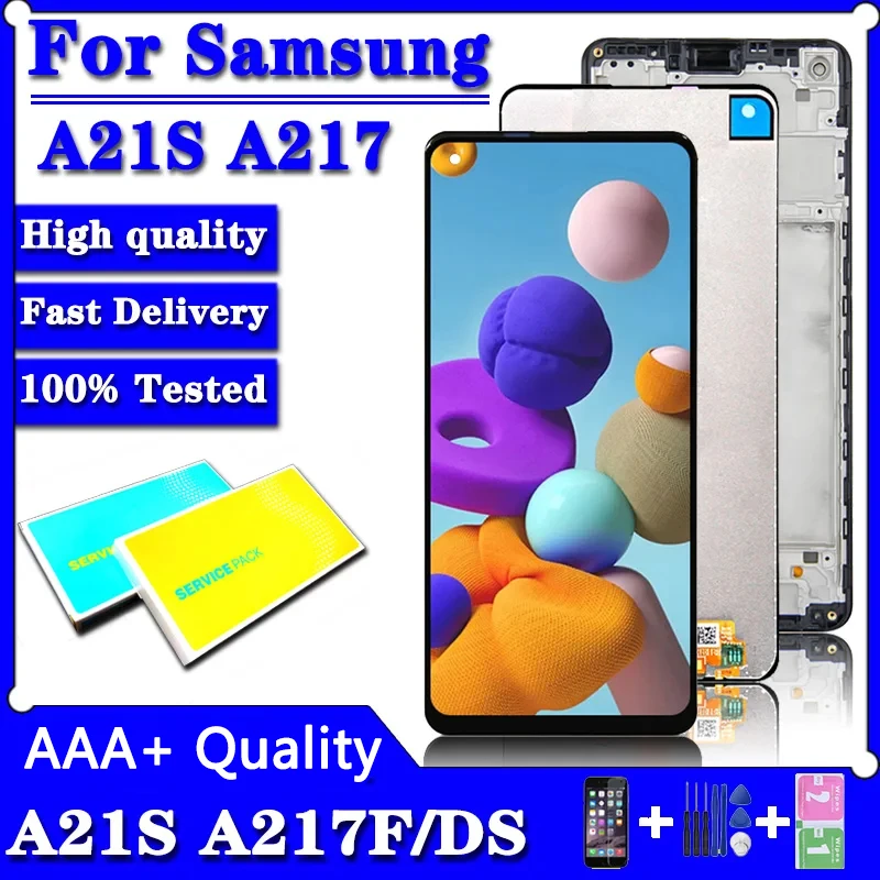 

AAA+ Quality LCD For Samsung A21s A217 LCD Touch Screen Digitizer LCD For Samsung A21s SM-A217F/DS Display with frame