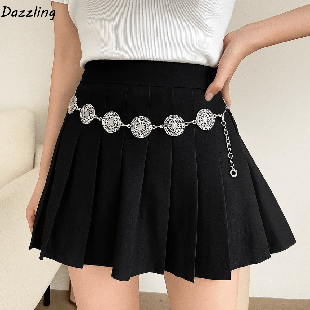 

Elegant Metal Circular Ring Waist Chain Belly Chain Jewelry Accessory Bohemian Body Chain Waistband Silver Ethnic Belt Chain